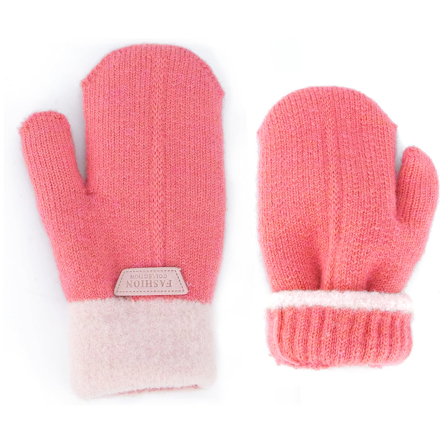 Kids Outdoor Gloves - Warm Fleece Lined Kids Knit Mittens,