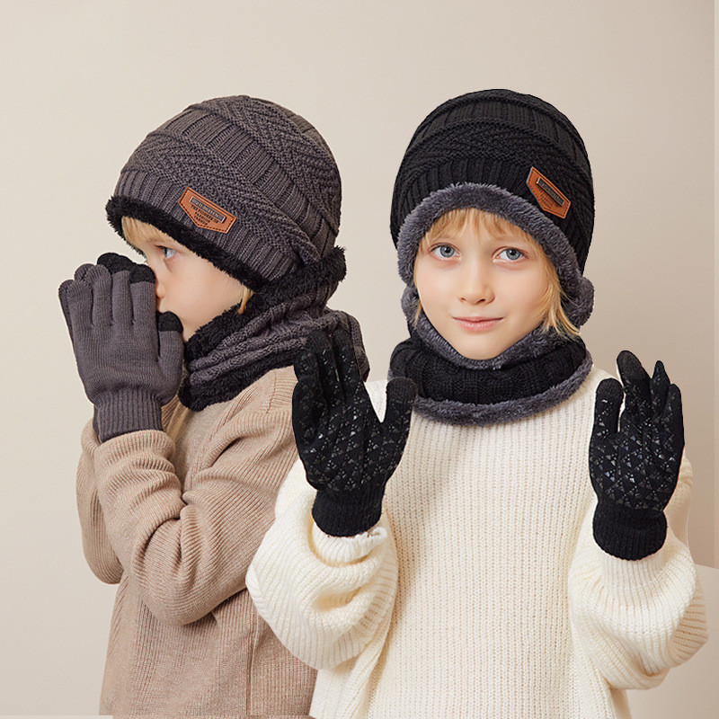 Kids Outdoor Gloves - 1 Set Winter Children Baby Knit
