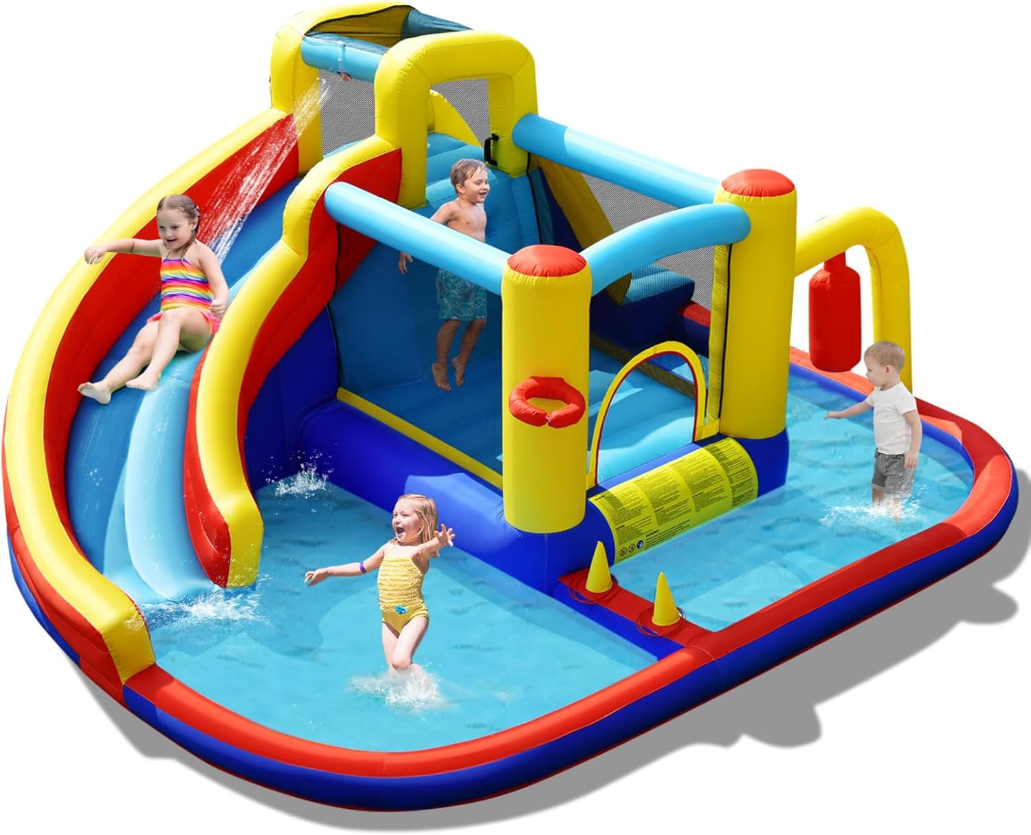 Outdoor Games For Kids - 6-in-1 Inflatable Water Park Bounce Castle