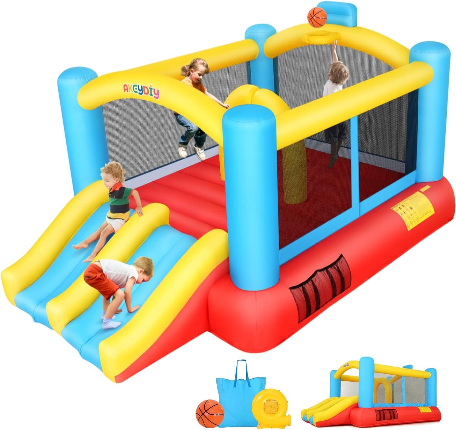 Kids Outdoor Jumping Castle - Inflatable Bouncy Castle with Double Slide