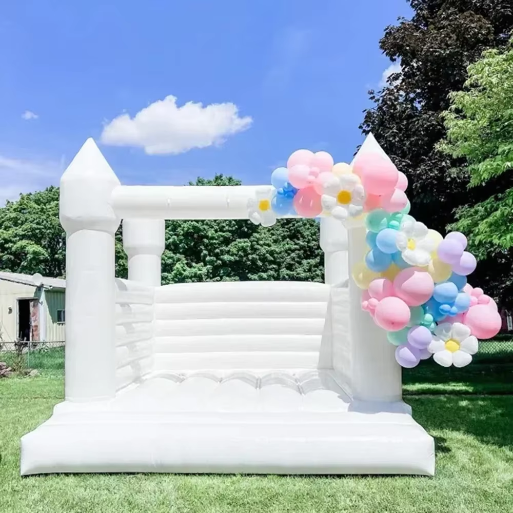 Kids Outdoor Jumping Castle - White Inflatable Bounce House Jumper Bouncy