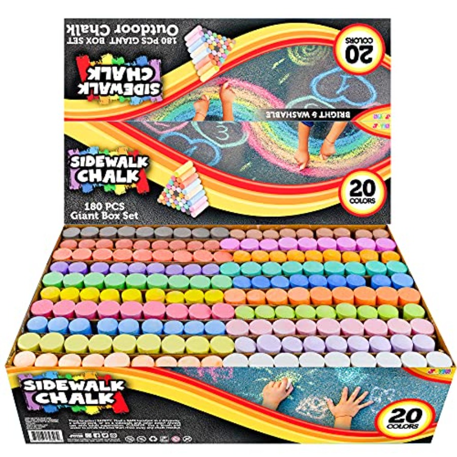 Chalk Outdoor Jumbo - 180 PCS Washable Sidewalk Chalks Set