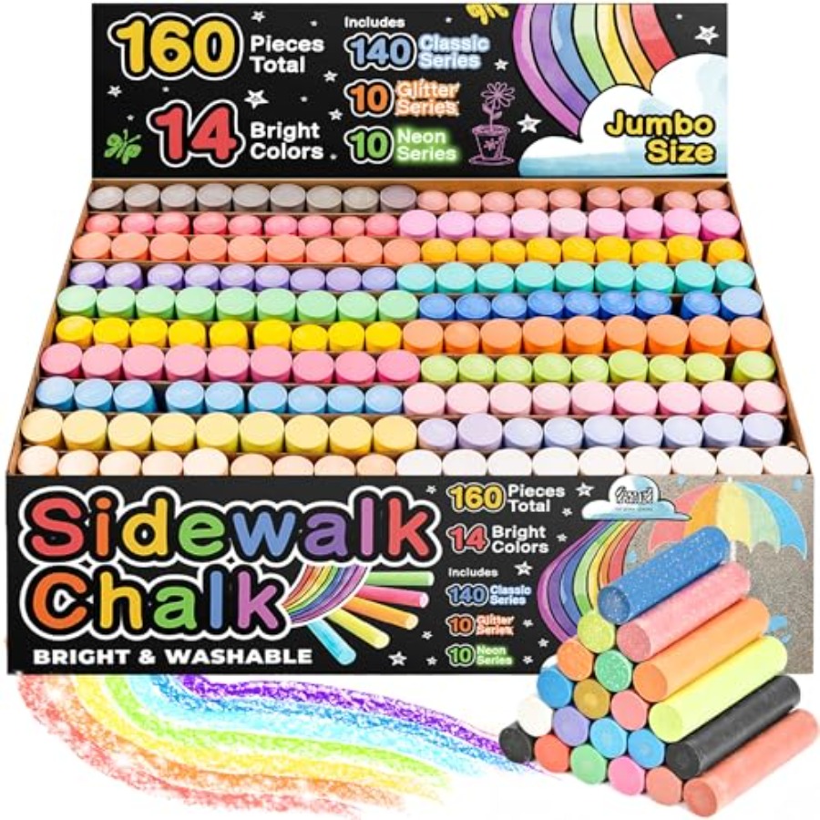 Chalk Outdoor Jumbo - 160 PCS Sidewalk Chalk for -