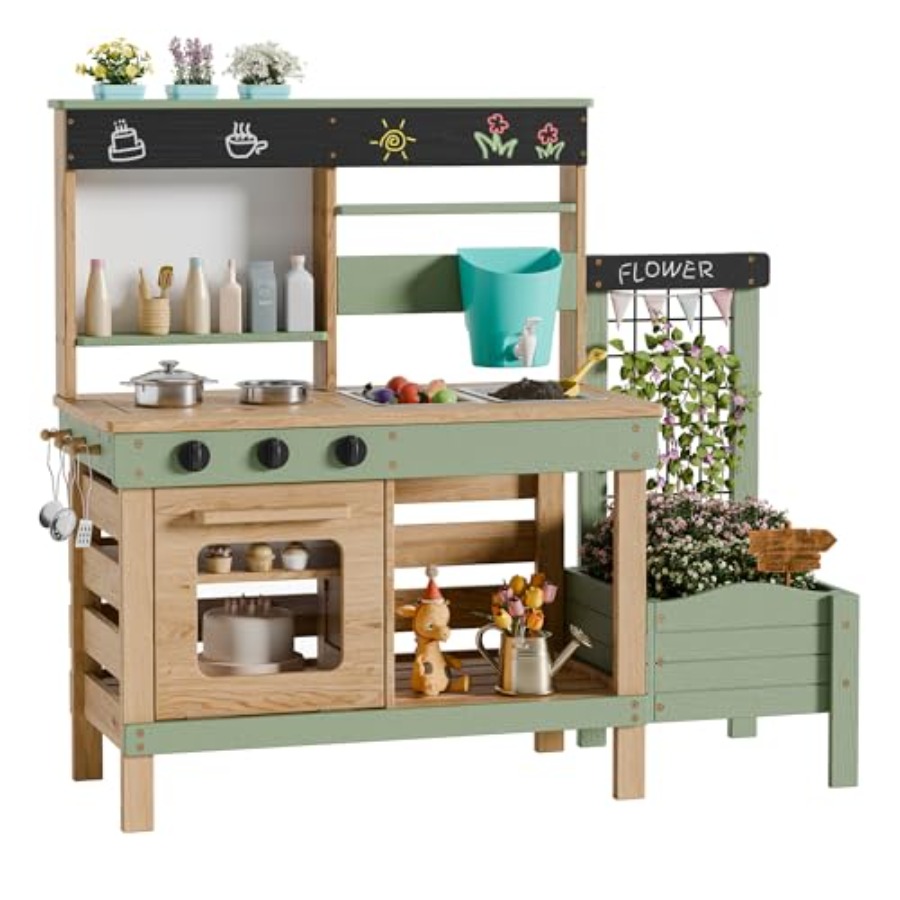 Kids Outdoor Sink - Outdoor kitchen for kids: wooden pretend