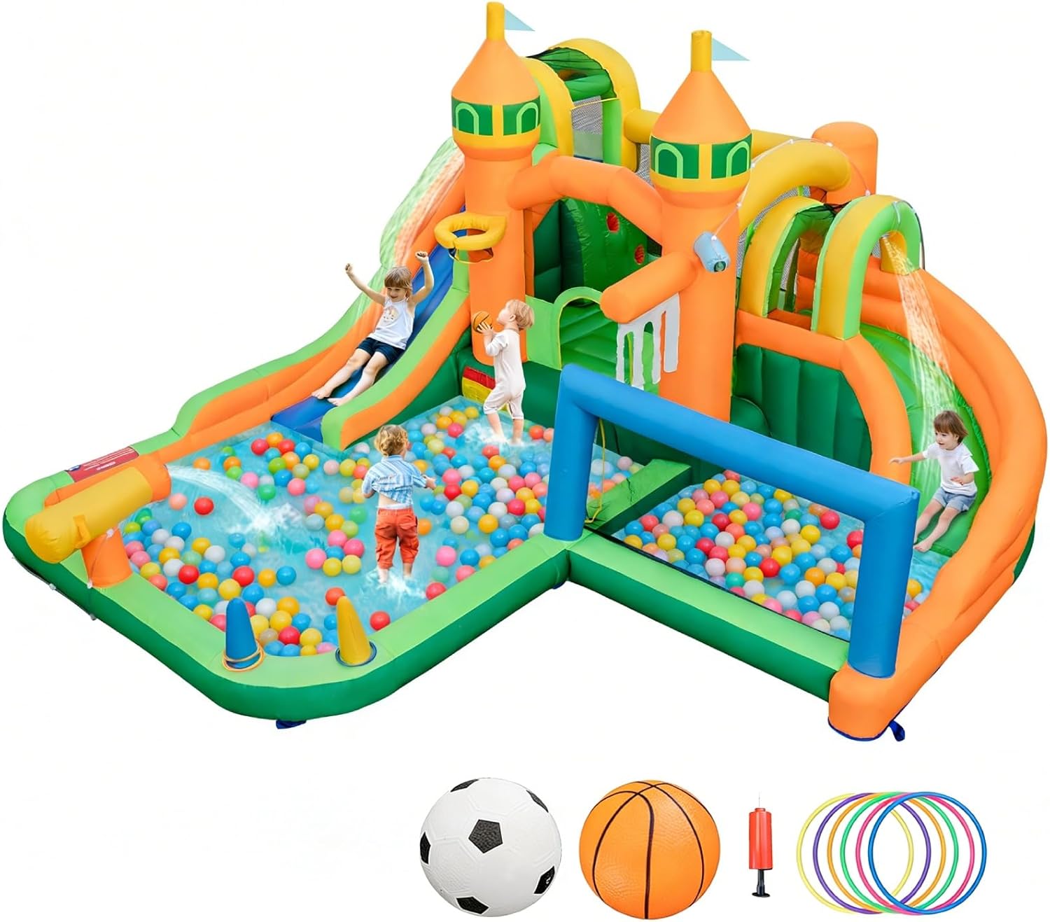 Kids Outdoor Jumping Castle - 9-in-1 Inflatable Water Park Bounce House