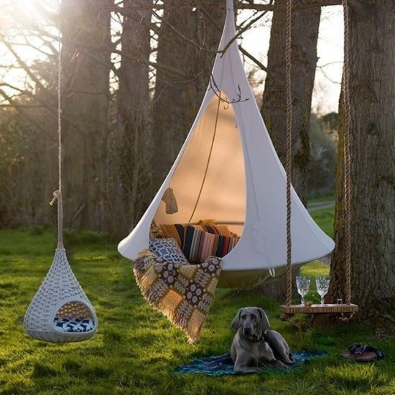 Kids Outdoor Lawn Chair - Children Swing Outdoor Garden Camp Hammock