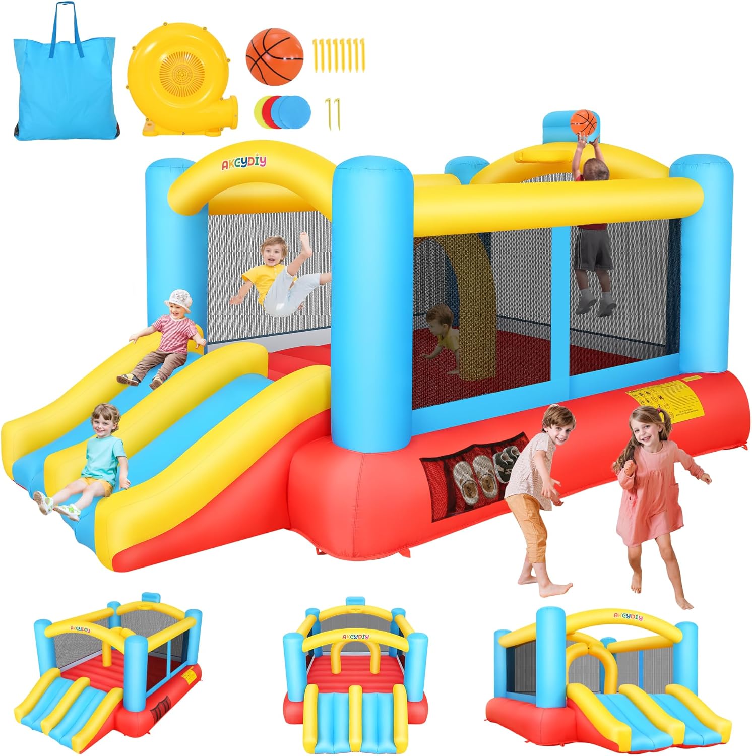 Kids Outdoor Jumping Castle - Kids Inflatable Bouncy Castle with 2