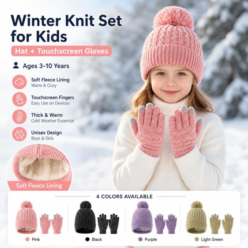 Kids Winter Knit Hat Touchscre - Kids Outdoor Gloves บทวิจารณ์และราคา