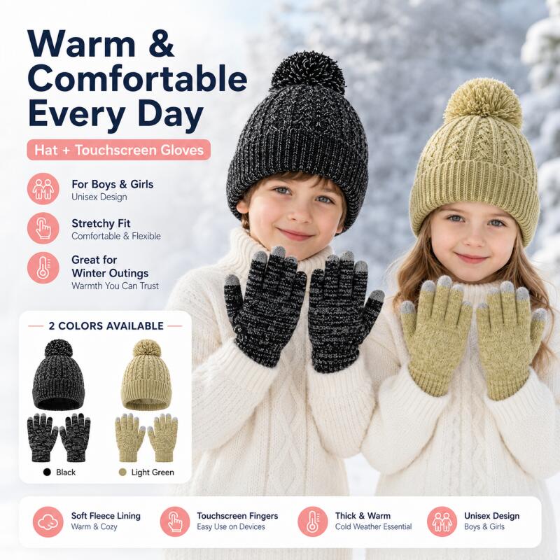 Kids Winter Knit Hat Touchscre - Kids Outdoor Gloves บทวิจารณ์และราคา