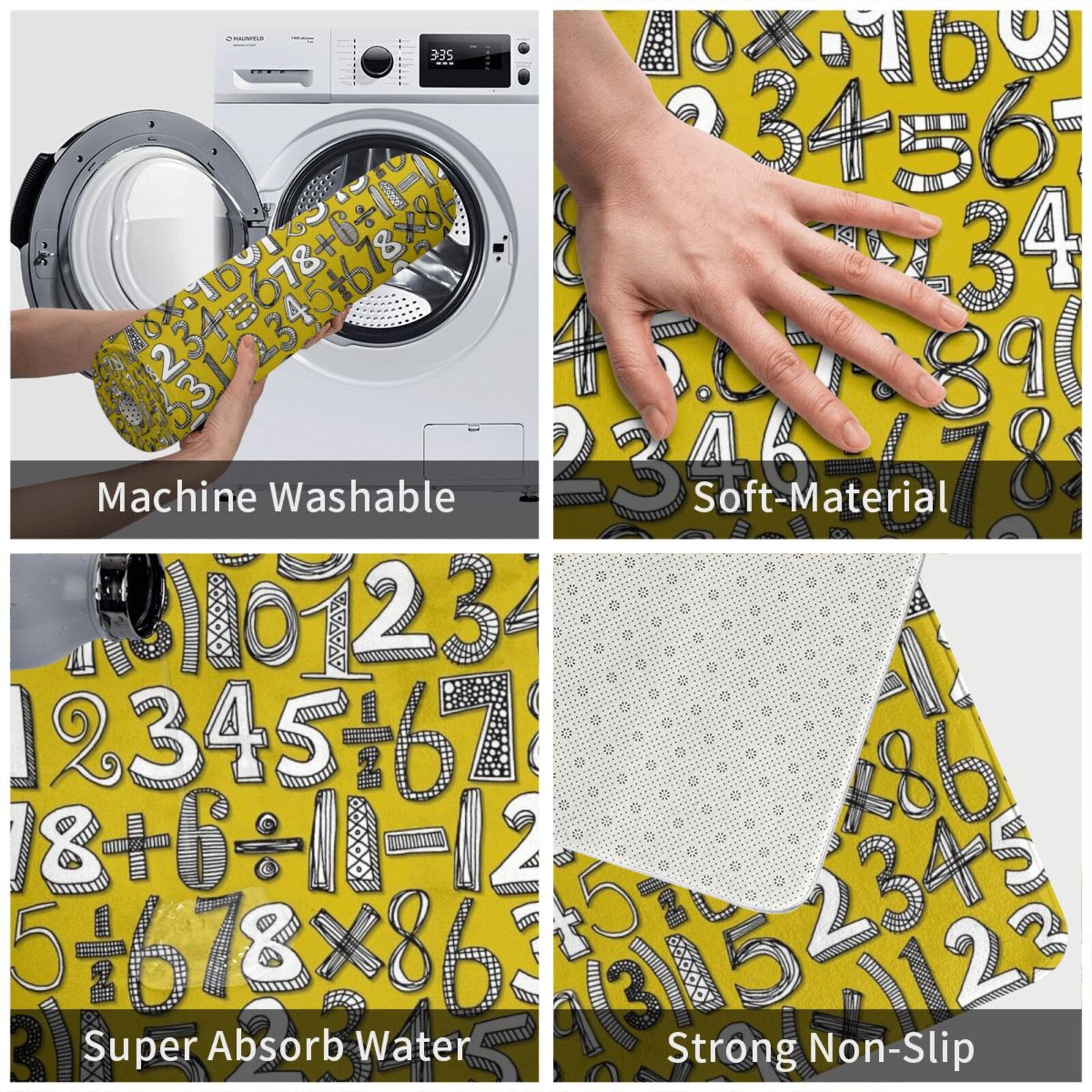 Math Doodle Yellow Carpet Mat  - Kids Outdoor Floor Cushions บทวิจารณ์และราคา