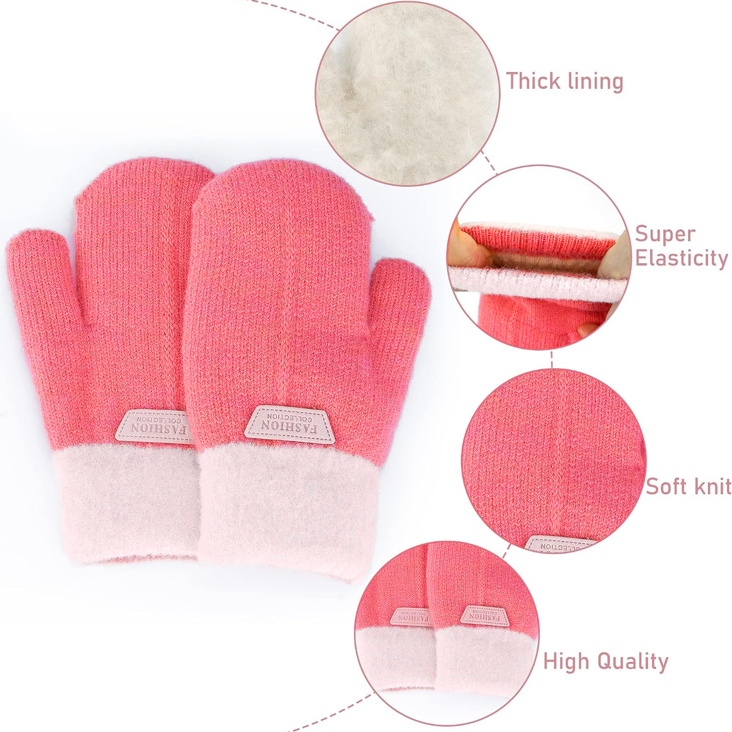 Warm Fleece Lined Kids Knit Mi - Kids Outdoor Gloves บทวิจารณ์และราคา