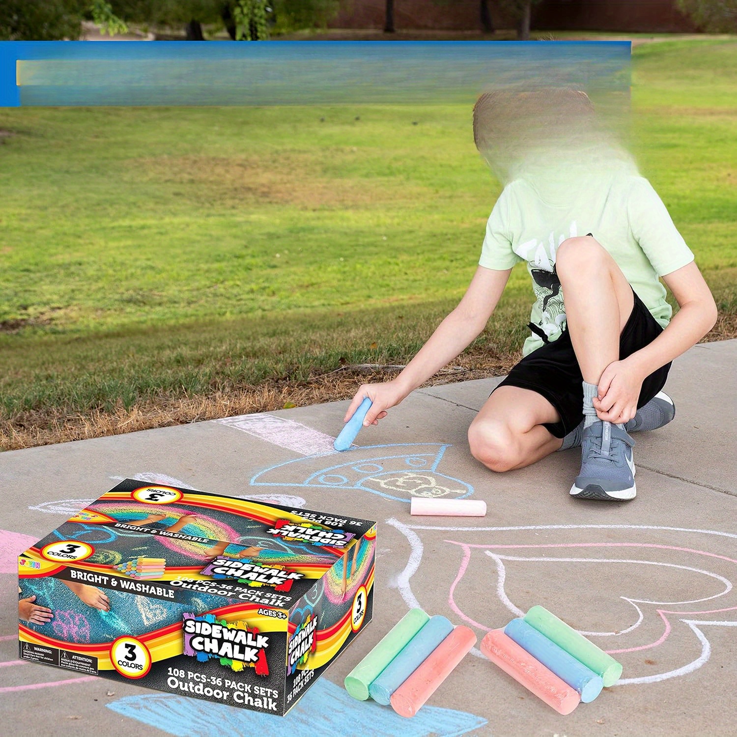 108 PCS Sidewalk Chalk Set in  - Chalk Outdoor Jumbo บทวิจารณ์และราคา