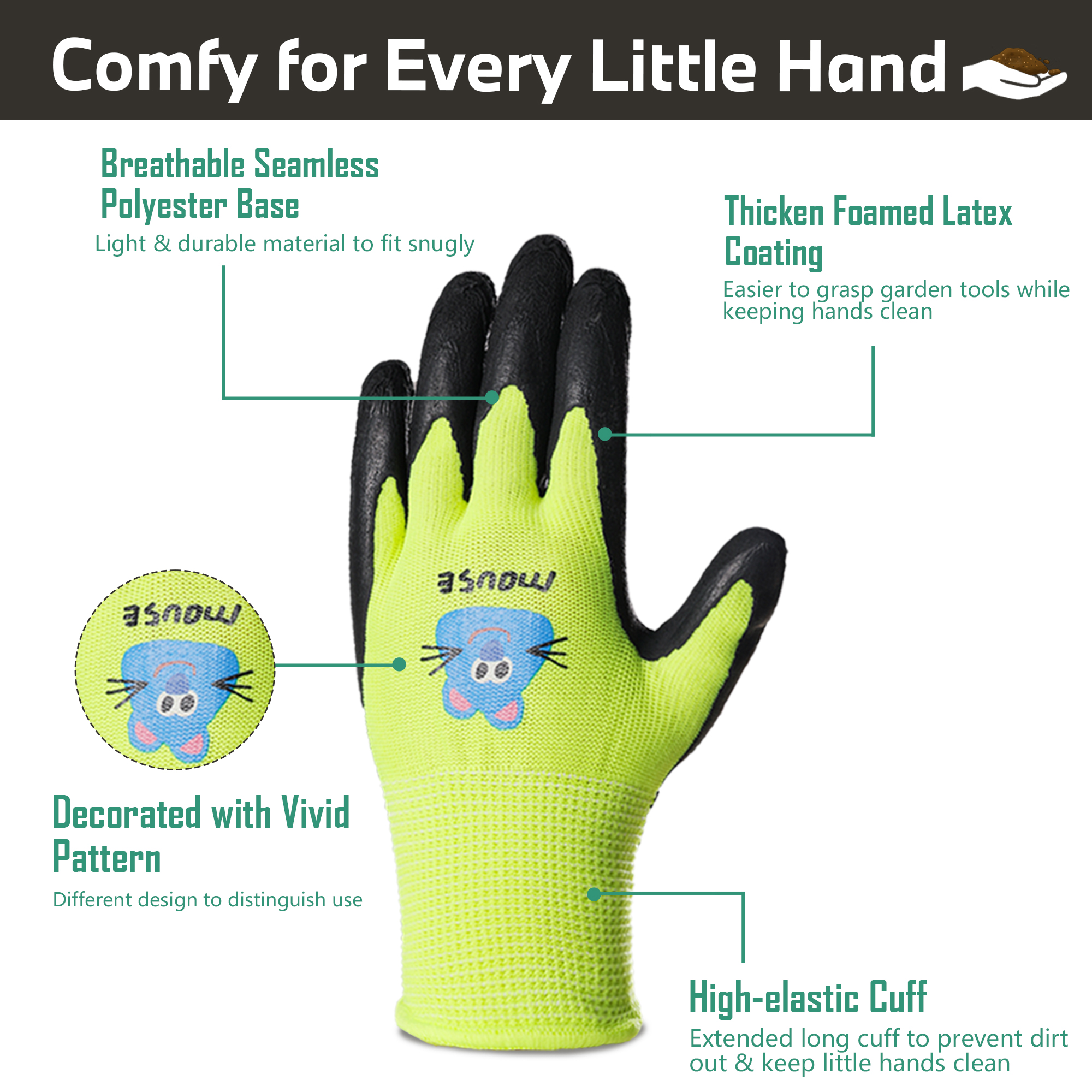 4 Pairs Kids' Gloves Latex Glo - Kids Outdoor Gloves บทวิจารณ์และราคา