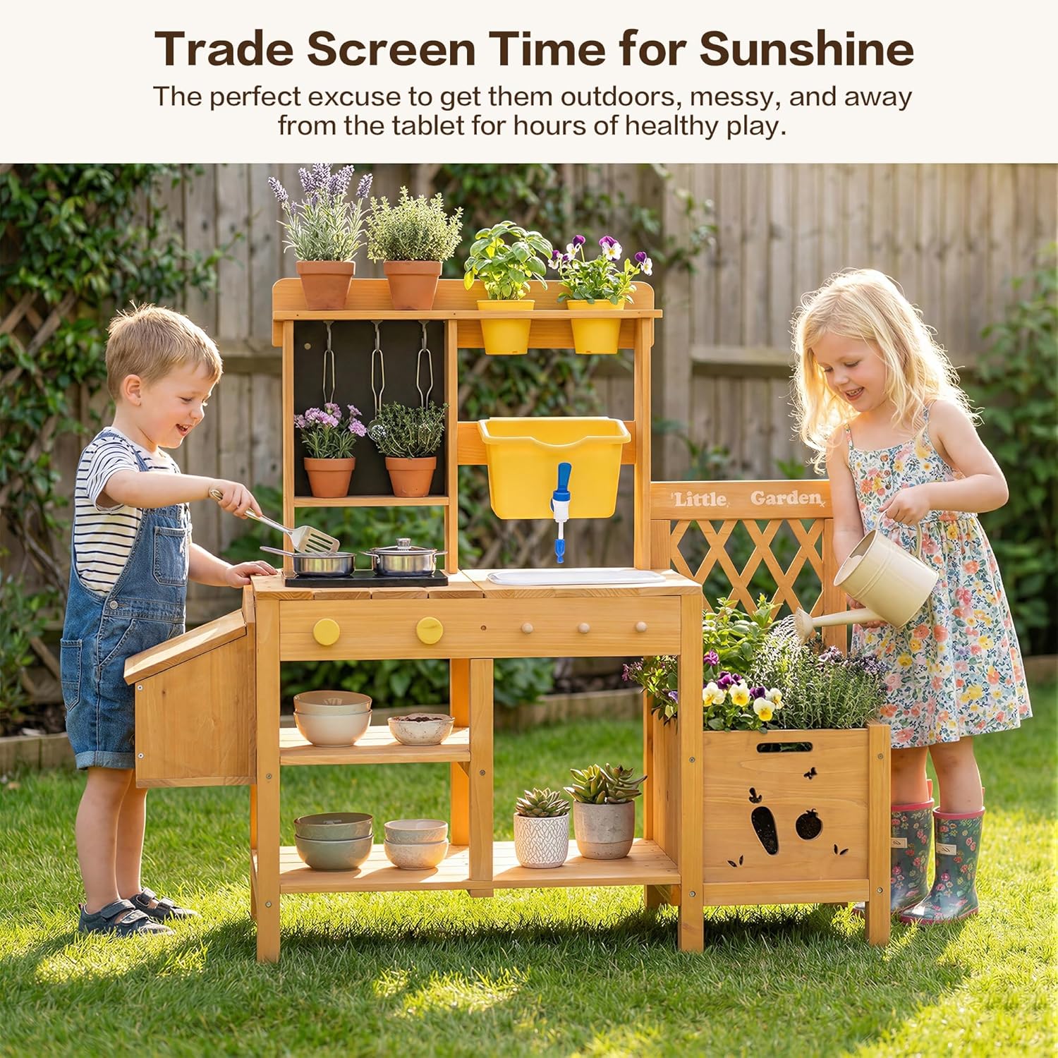 Wooden Mud Kitchen for Kids, O - Kids Outdoor Sink บทวิจารณ์และราคา