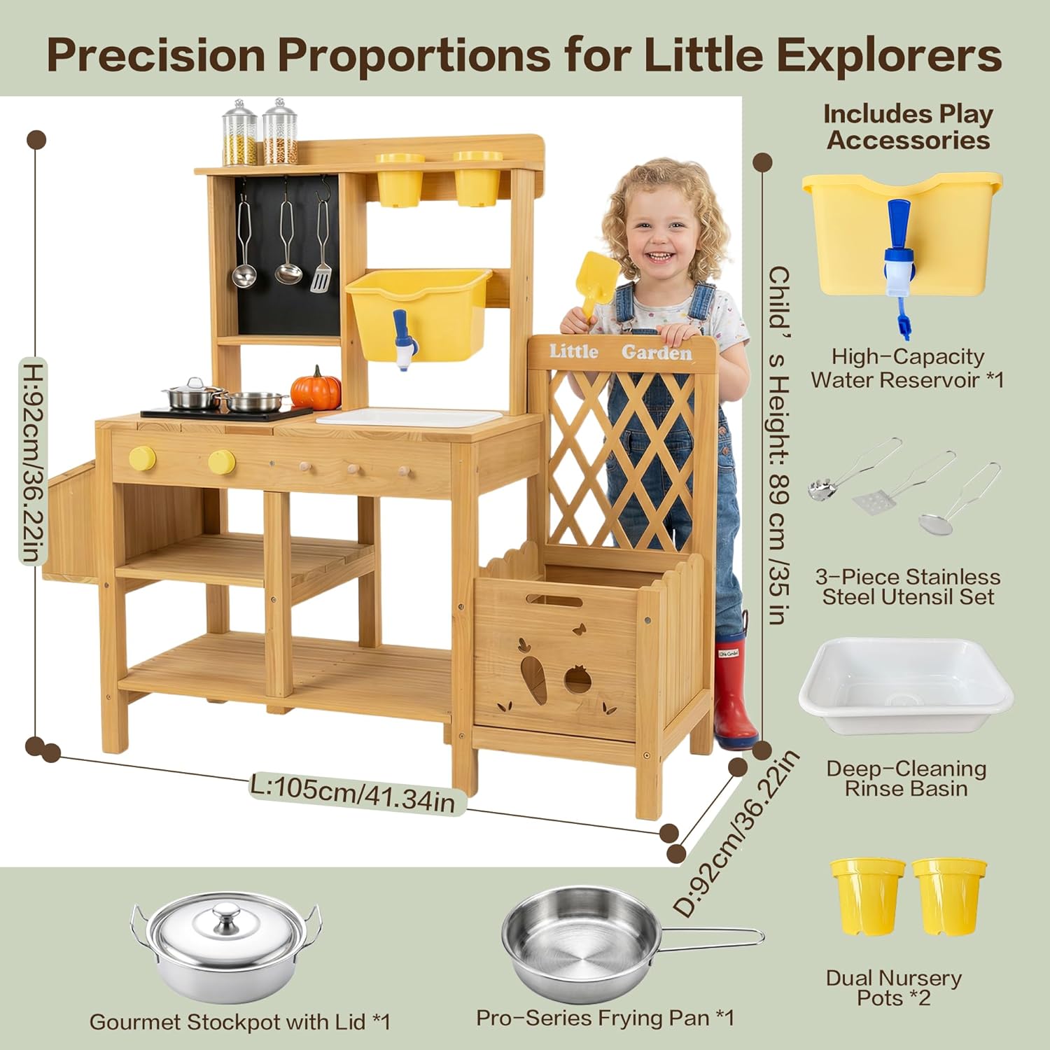 Wooden Mud Kitchen for Kids, O - Kids Outdoor Sink บทวิจารณ์และราคา