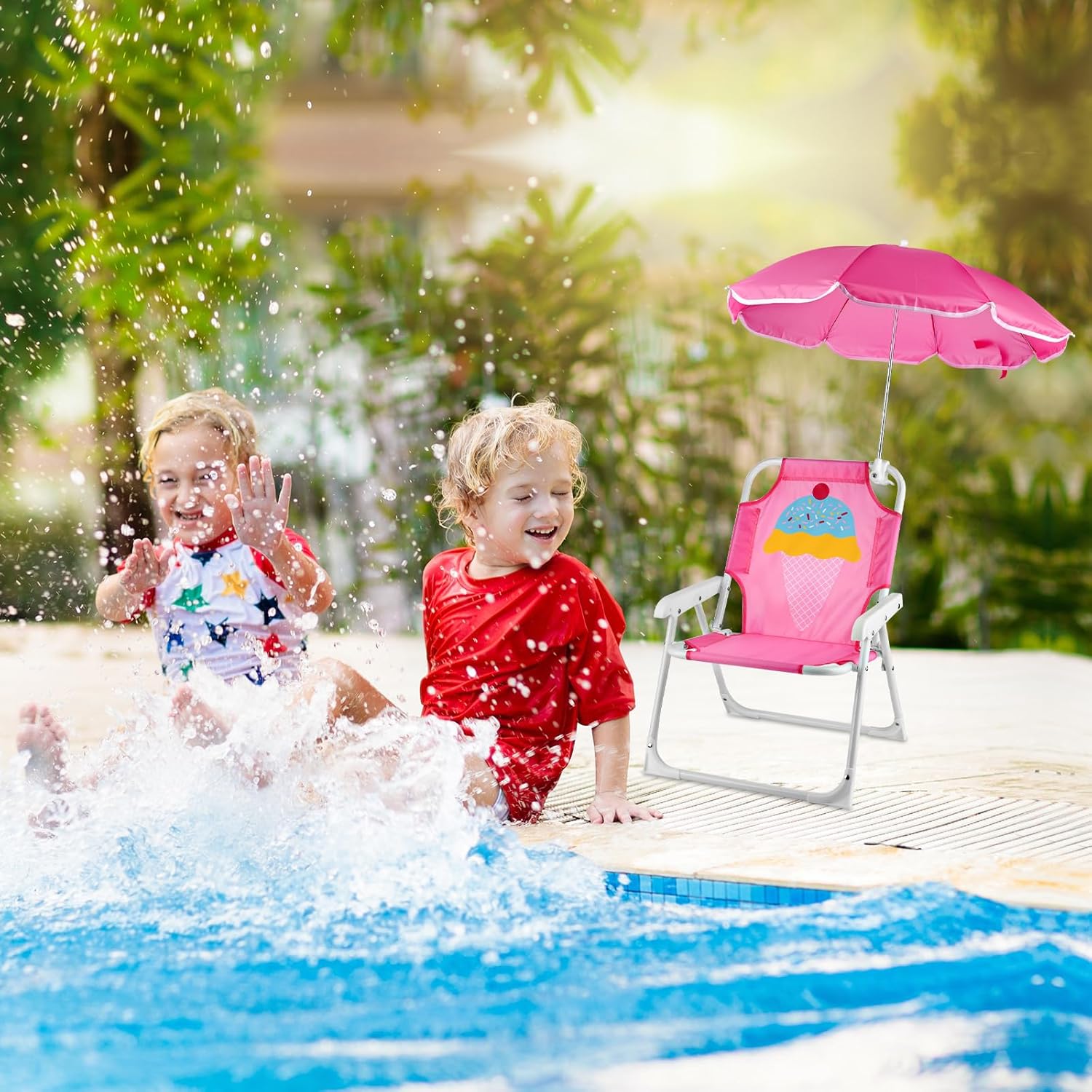 1 Set Folding Beach Chair with - Kids Outdoor Lawn Chair บทวิจารณ์และราคา