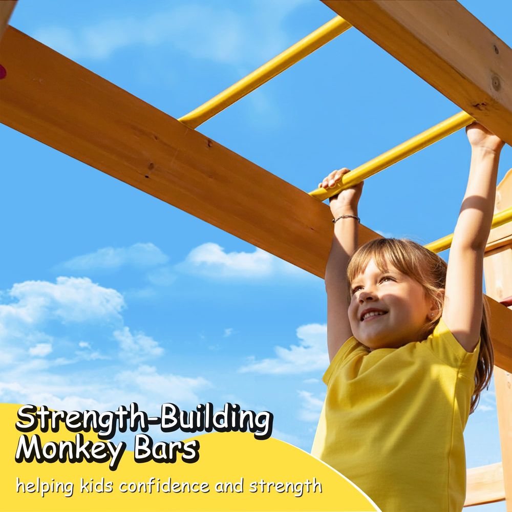 Wooden Swing Sets for Backyard - Kids Outdoor Monkey Bars บทวิจารณ์และราคา