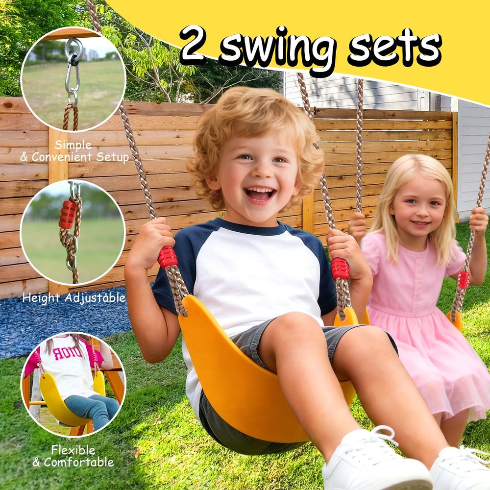 Wooden Swing Sets for Backyard - Kids Outdoor Monkey Bars บทวิจารณ์และราคา