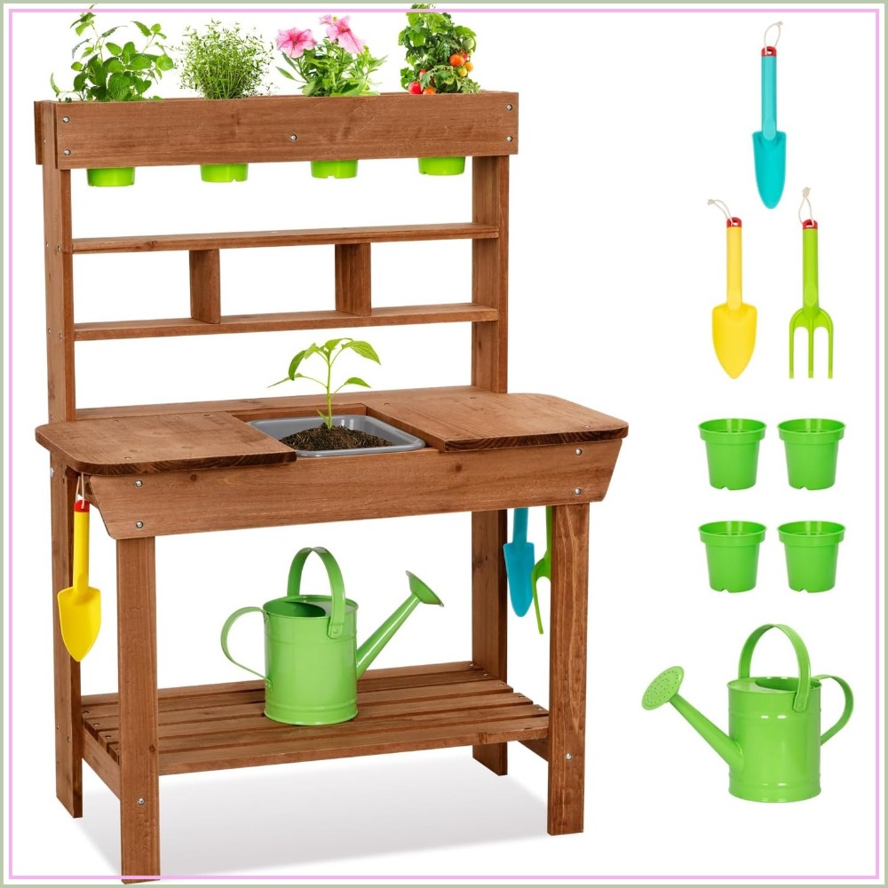 Potting Bench with Removable S - Kids Outdoor Sink บทวิจารณ์และราคา