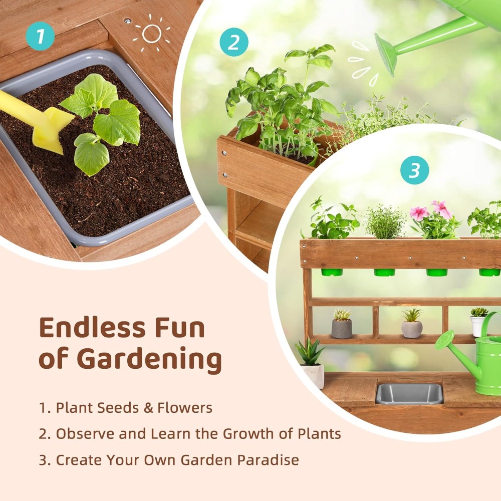 Potting Bench with Removable S - Kids Outdoor Sink บทวิจารณ์และราคา