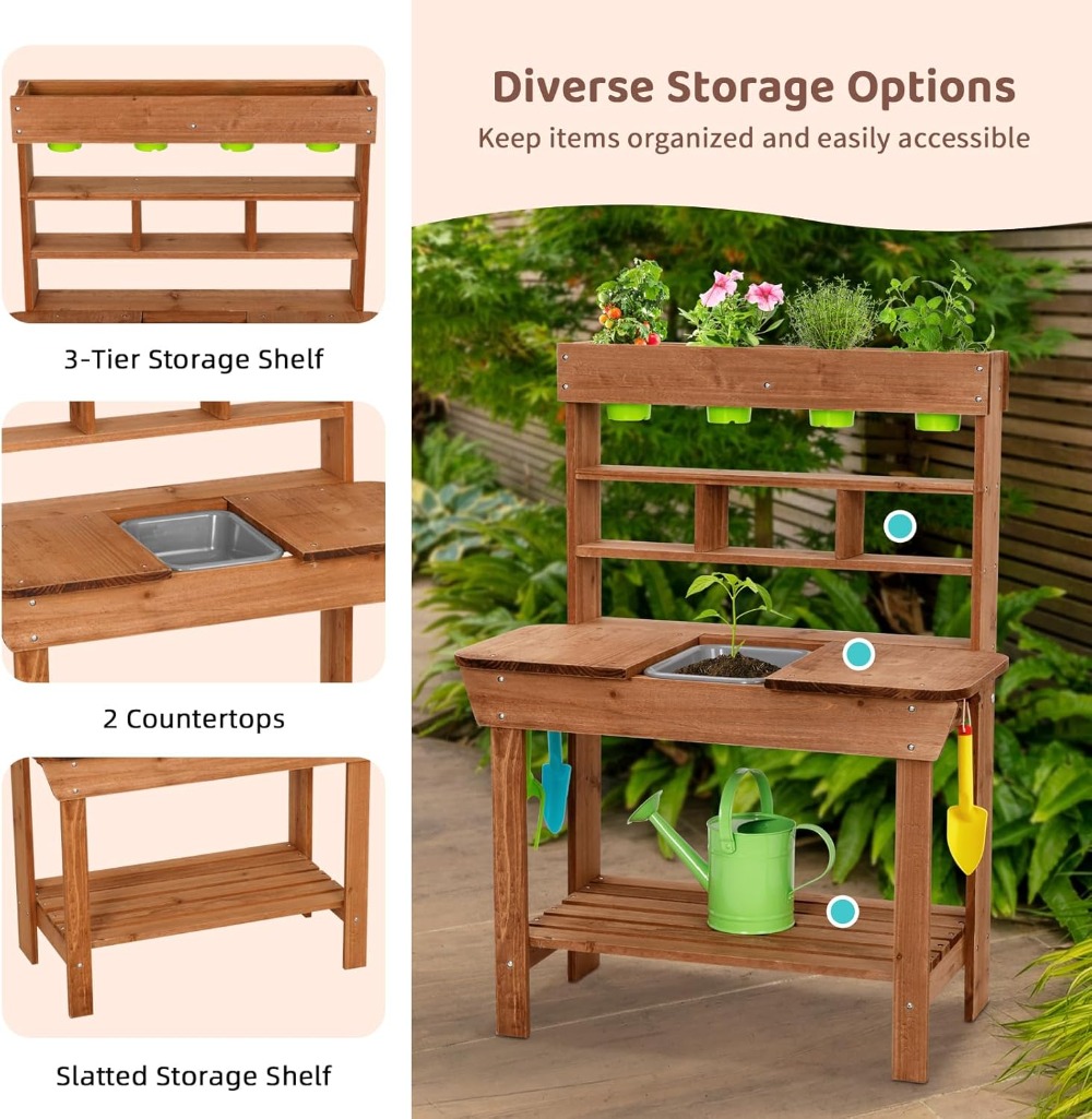 Potting Bench with Removable S - Kids Outdoor Sink บทวิจารณ์และราคา