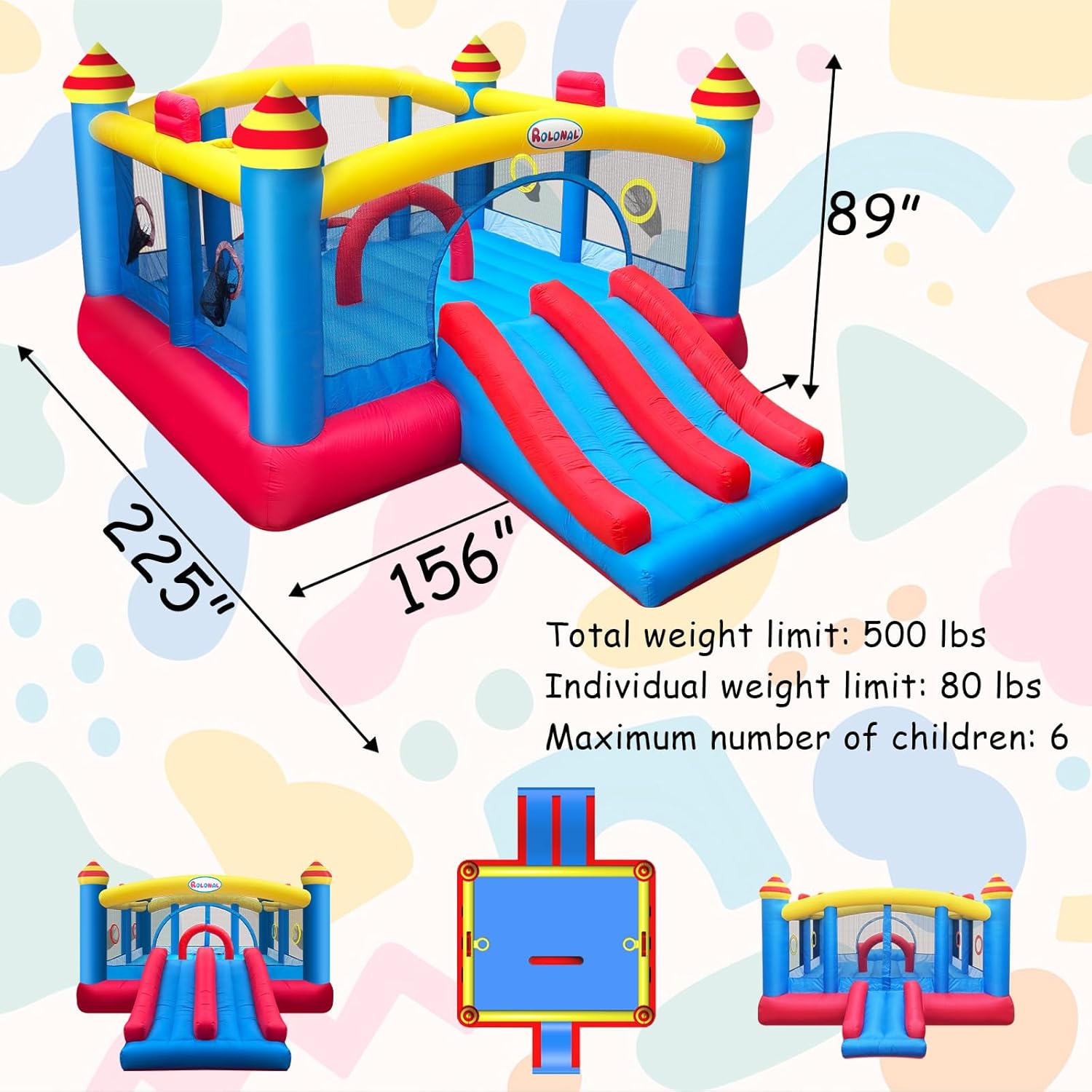 18.7x13 Ft Inflatable Bouncy C - Kids Outdoor Jumping Castle บทวิจารณ์และราคา