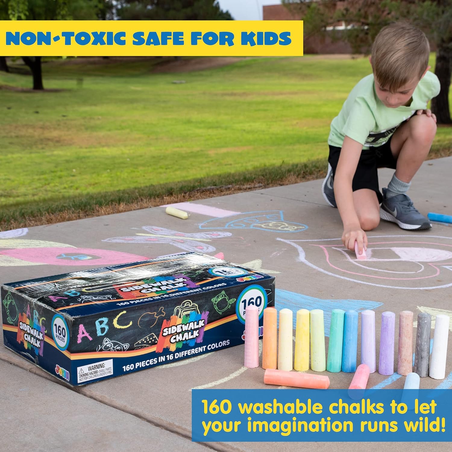 160 PCS Sidewalk Chalks Set No - Chalk Outdoor Jumbo บทวิจารณ์และราคา