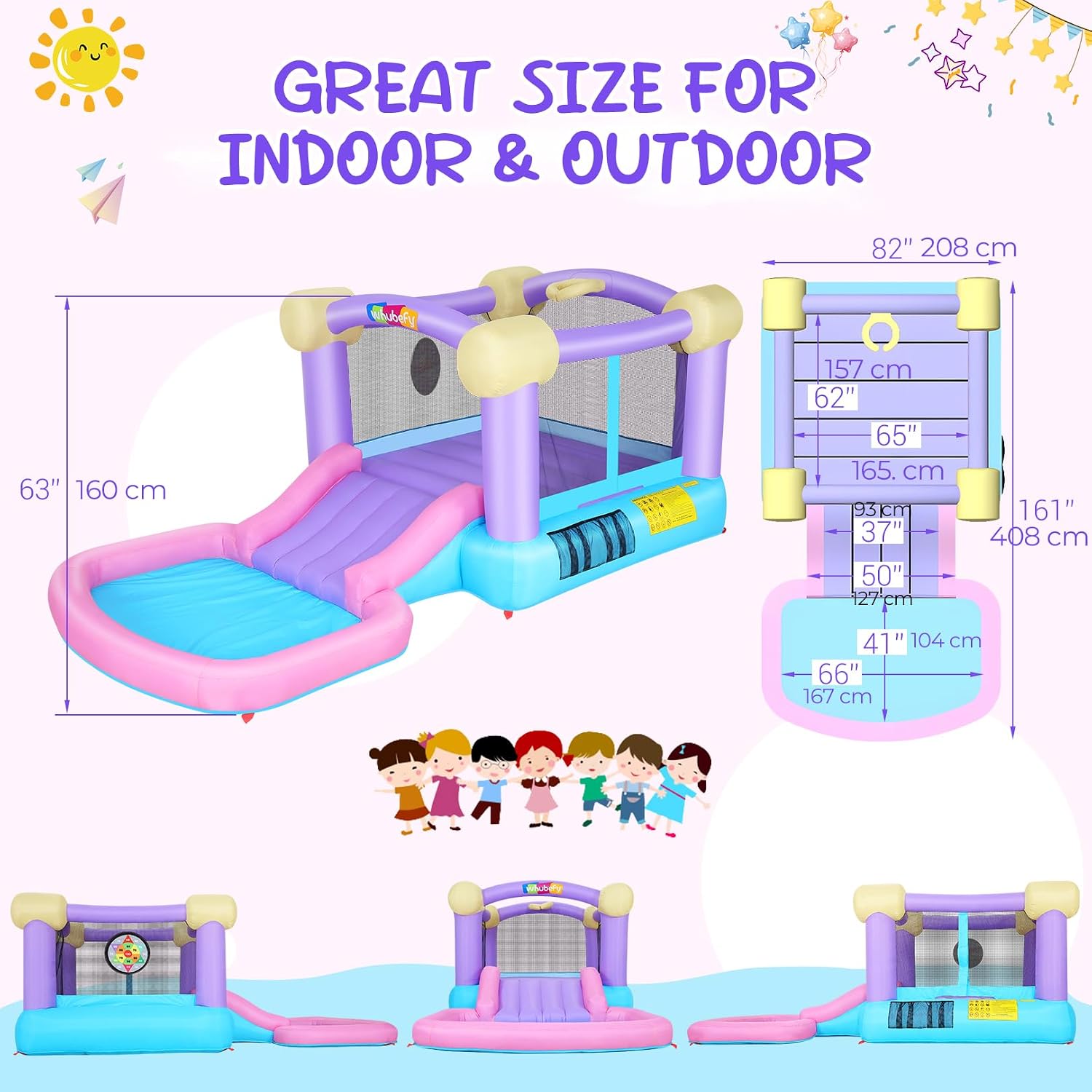 Kids Inflatable Bounce House w - Kids Outdoor Jumping Castle บทวิจารณ์และราคา