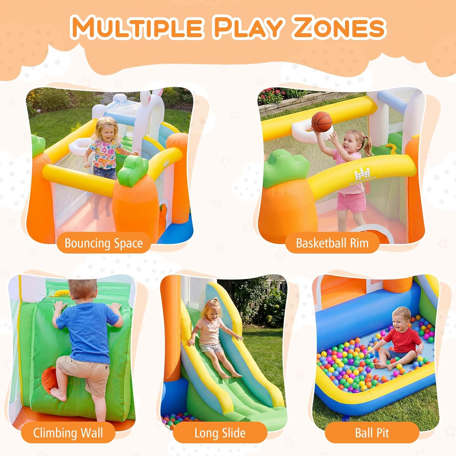 Inflatable Bounce House with B - Kids Outdoor Jumping Castle บทวิจารณ์และราคา
