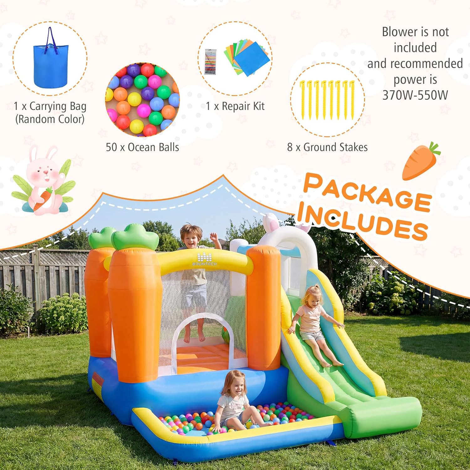 Inflatable Bounce House with B - Kids Outdoor Jumping Castle บทวิจารณ์และราคา