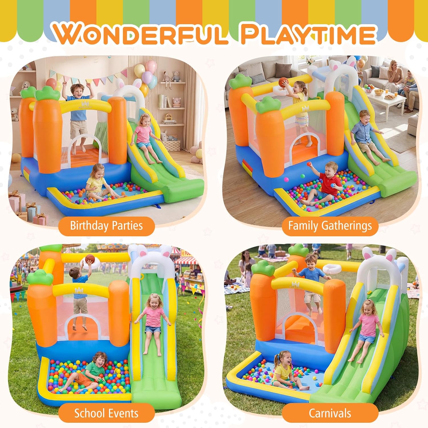 Inflatable Bounce House with B - Kids Outdoor Jumping Castle บทวิจารณ์และราคา