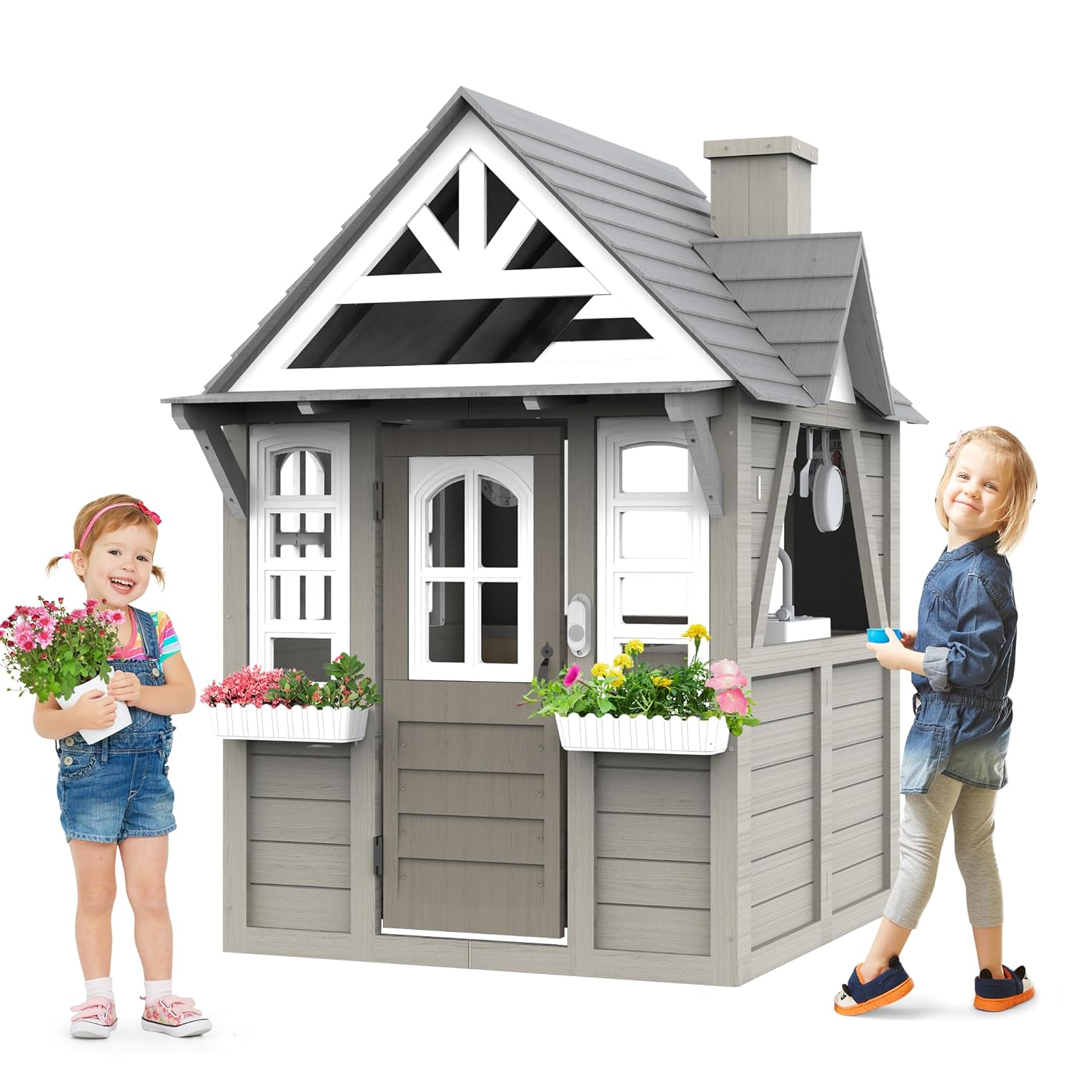 Outdoor Kids Playhouse, All Fi - Kids Outdoor Sink บทวิจารณ์และราคา
