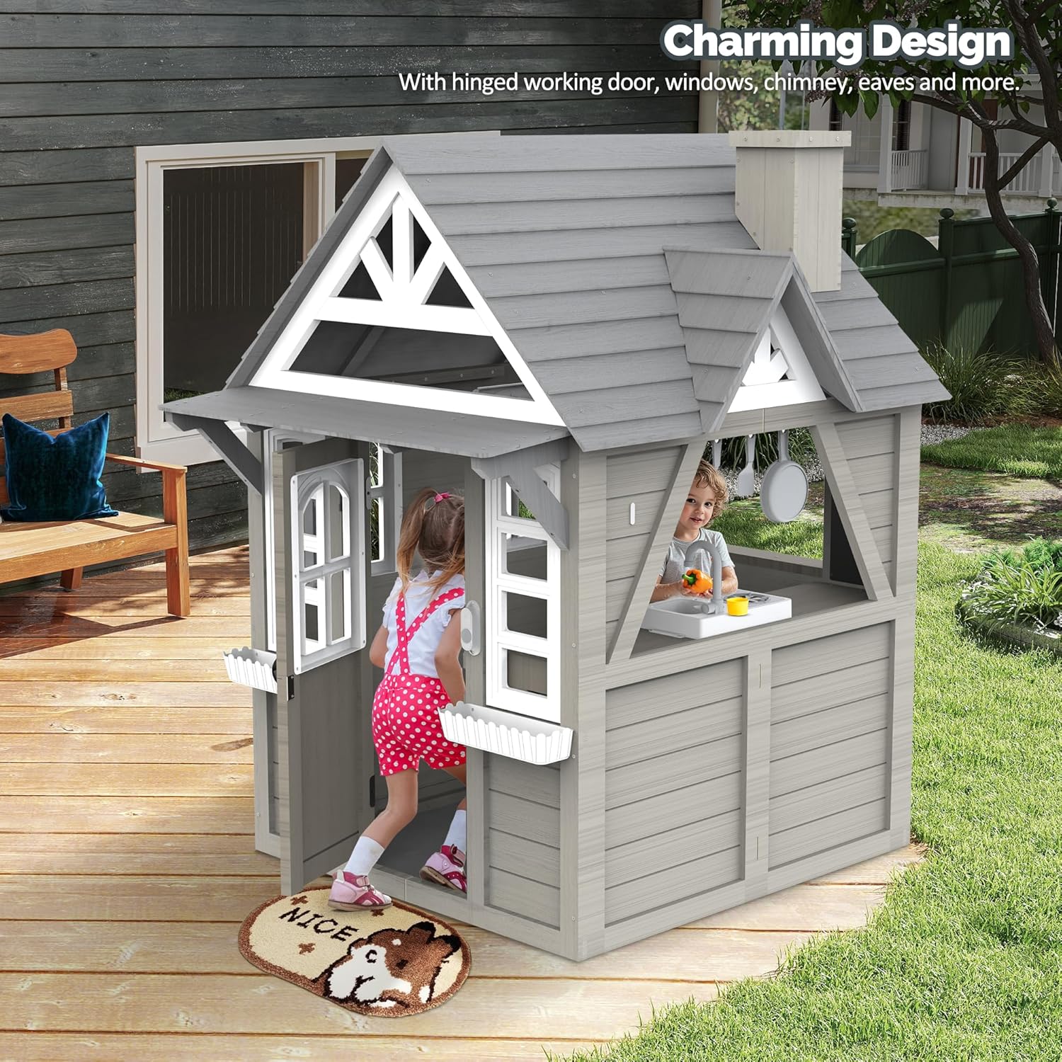 Outdoor Kids Playhouse, All Fi - Kids Outdoor Sink บทวิจารณ์และราคา
