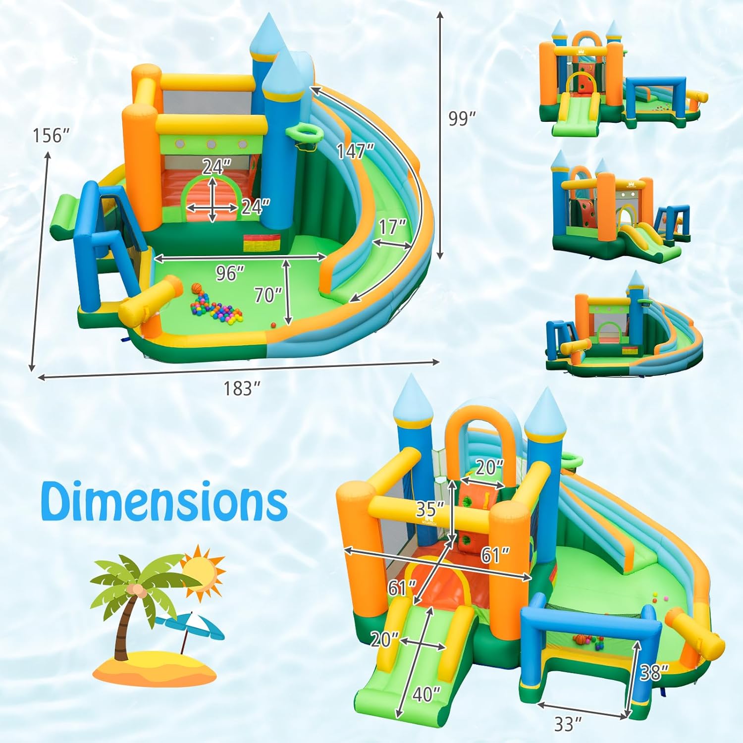 9-in-1 Inflatable Water Slide  - Kids Outdoor Jumping Castle บทวิจารณ์และราคา