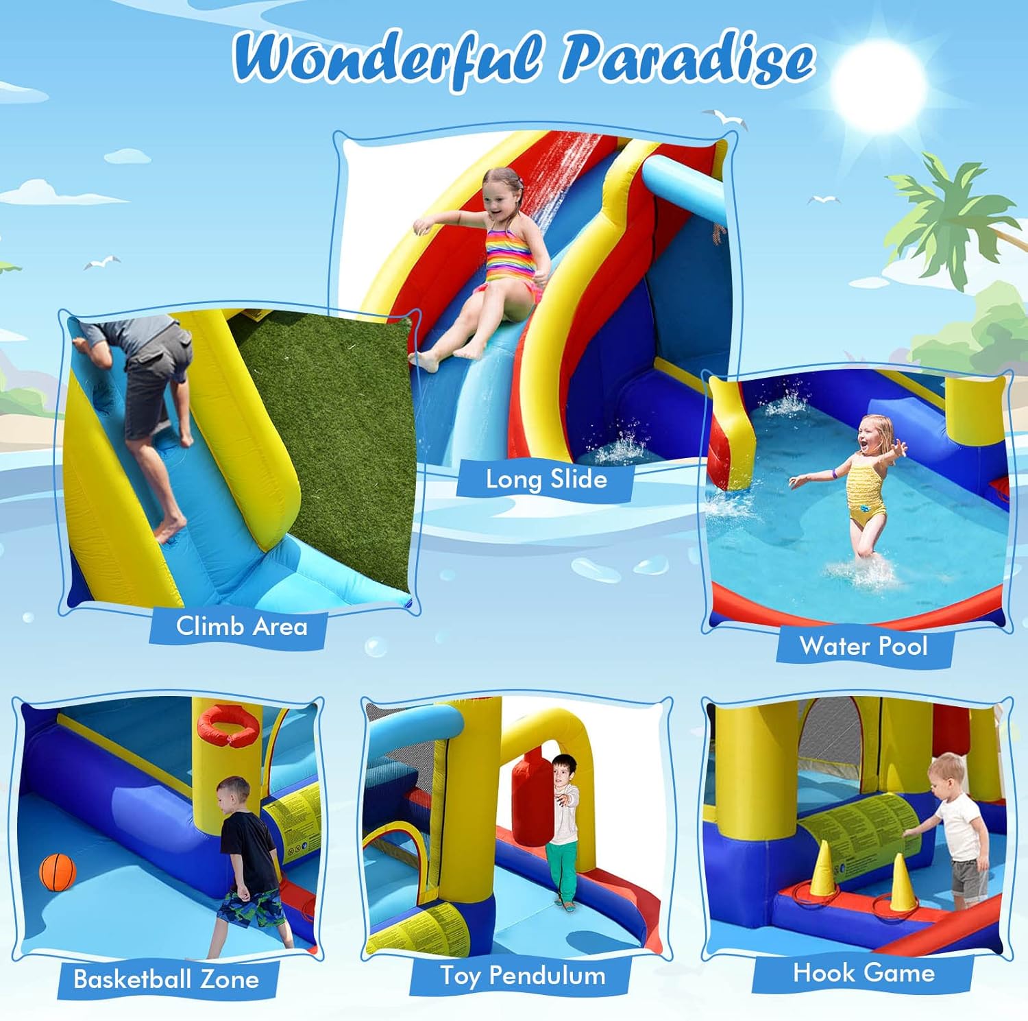 6-in-1 Inflatable Water Park B - Outdoor Games For Kids บทวิจารณ์และราคา