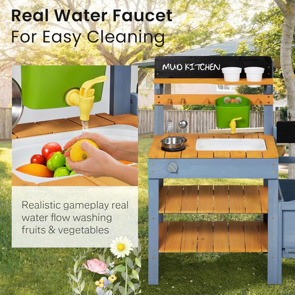 US Shipping Mud Kitchen for Ki - Kids Outdoor Sink บทวิจารณ์และราคา