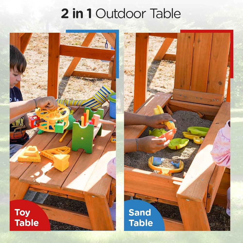 Wooden Swing Sets for Backyard - Kids Outdoor Monkey Bars บทวิจารณ์และราคา