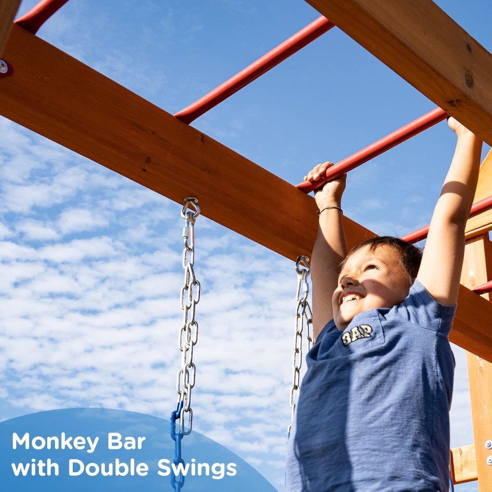 Wooden Swing Sets for Backyard - Kids Outdoor Monkey Bars บทวิจารณ์และราคา