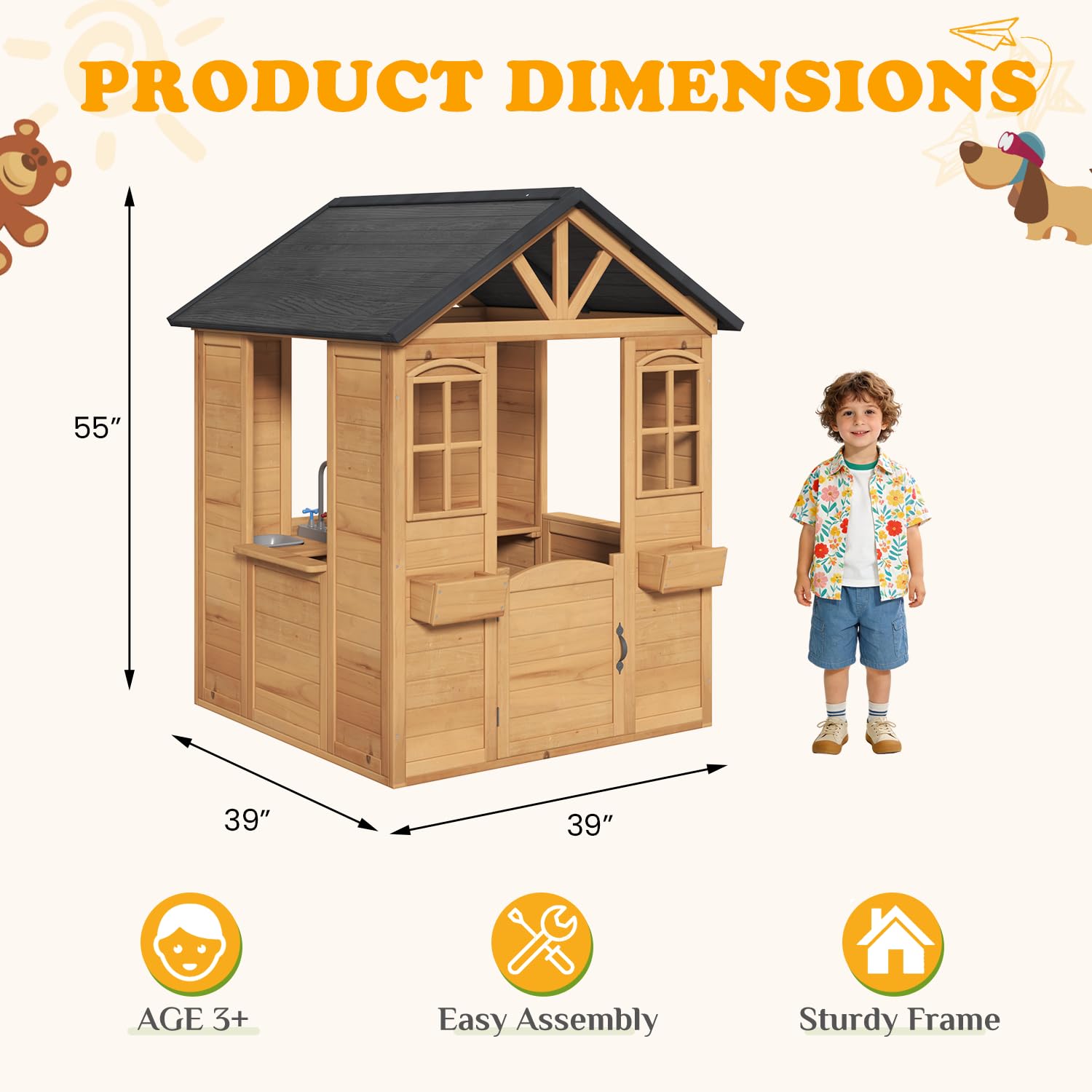 Wooden Kids Playhouse Outdoor  - Kids Outdoor Sink บทวิจารณ์และราคา