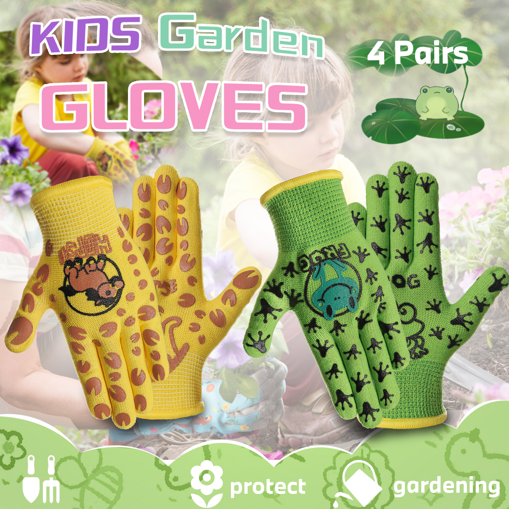 4 Pairs Kids Gardening Gloves  - Kids Outdoor Gloves บทวิจารณ์และราคา