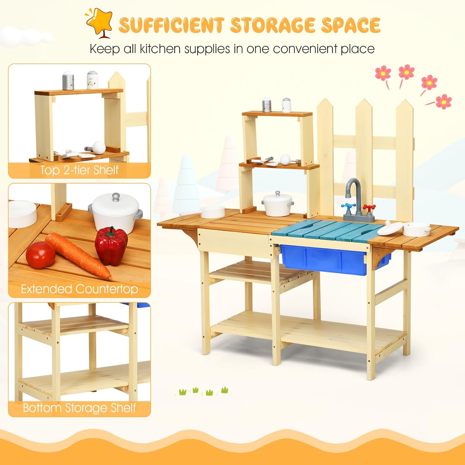 Kids Mud Kitchen Playset, Indo - Kids Outdoor Sink บทวิจารณ์และราคา