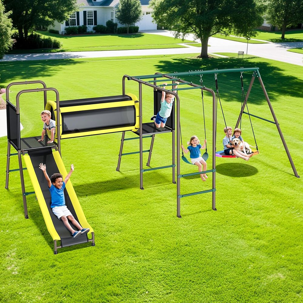 660lbs Swing Set with Slide,Cl - Kids Outdoor Monkey Bars บทวิจารณ์และราคา