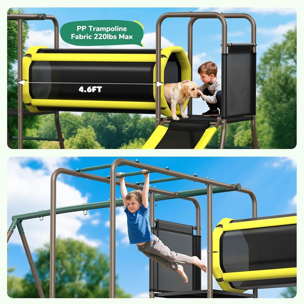 660lbs Swing Set with Slide,Cl - Kids Outdoor Monkey Bars บทวิจารณ์และราคา