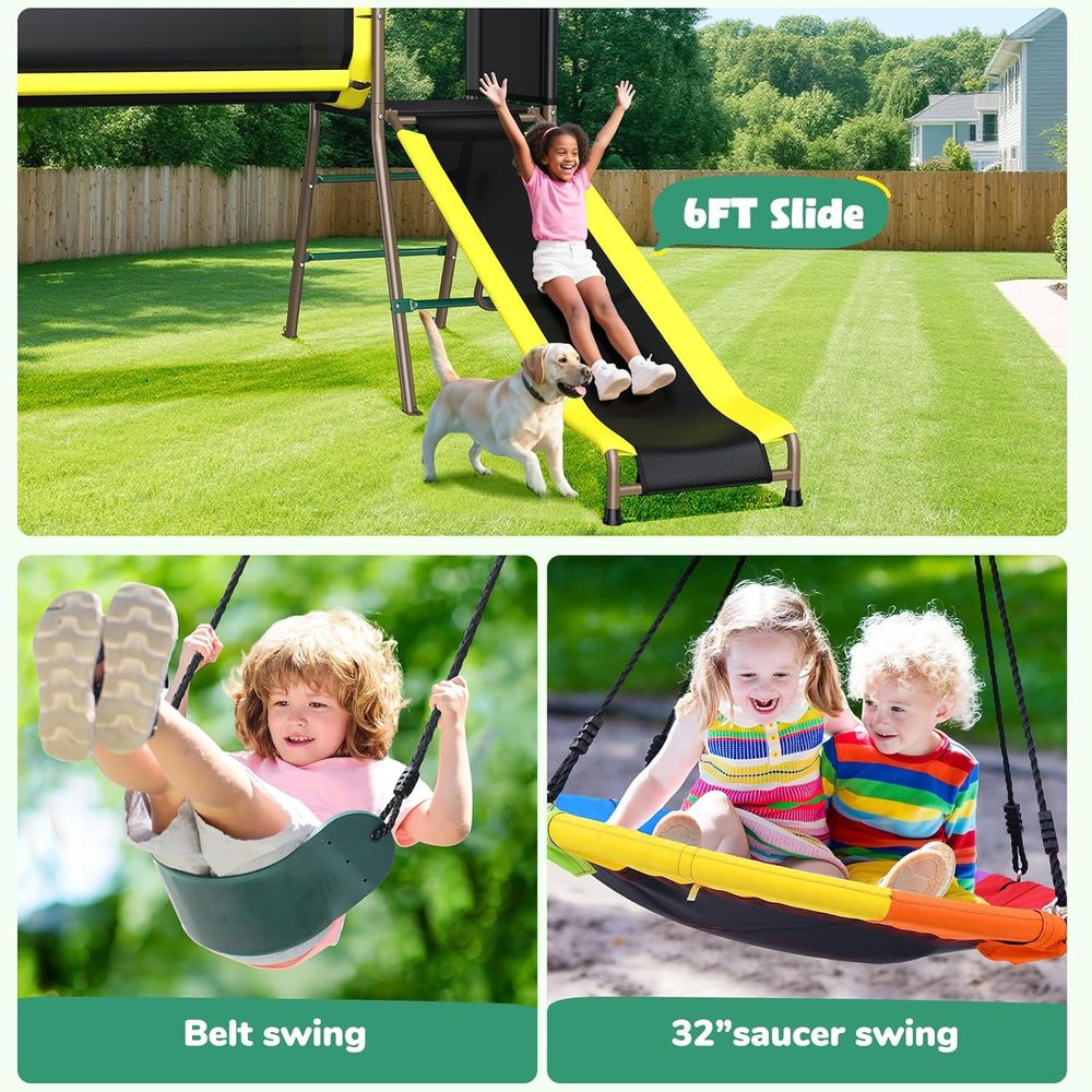 660lbs Swing Set with Slide,Cl - Kids Outdoor Monkey Bars บทวิจารณ์และราคา
