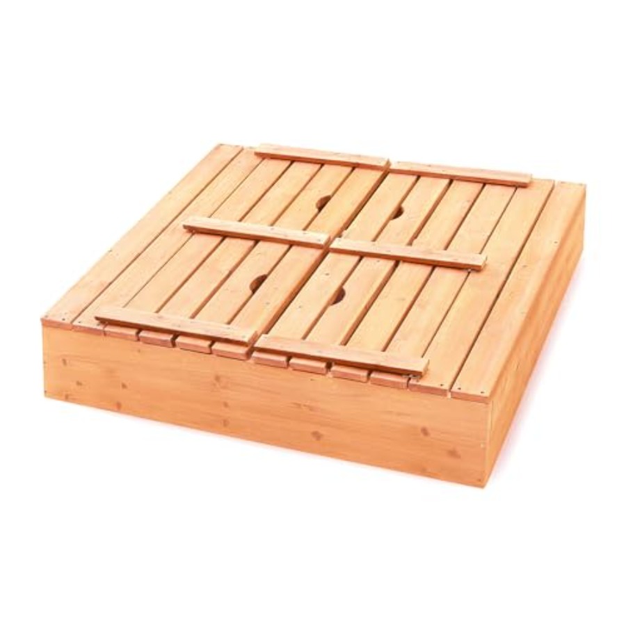 Outdoor wooden sandbox with li - Kids Outdoor Sandbox บทวิจารณ์และราคา