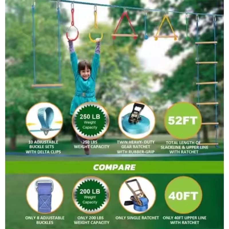 Warrior Obstacle Course Kit fo - Kids Outdoor Monkey Bars บทวิจารณ์และราคา