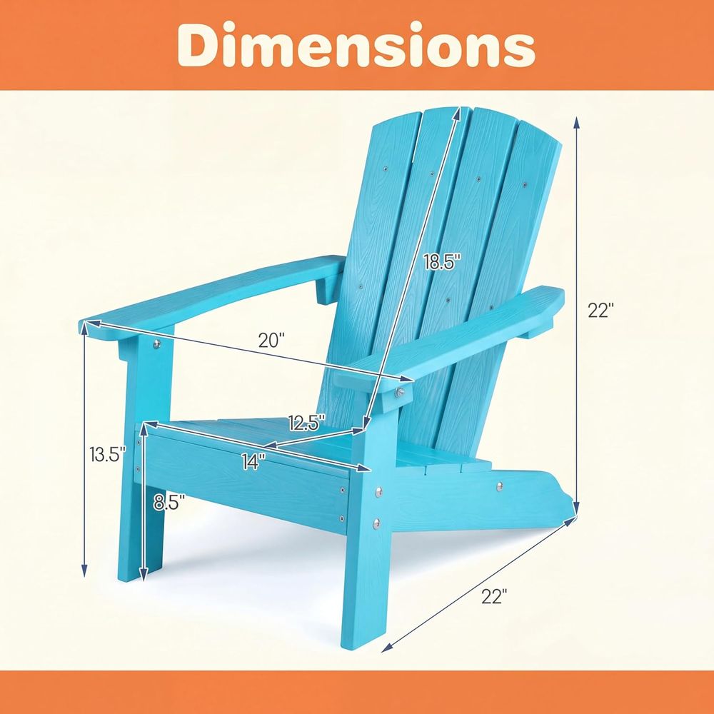 Kids Adirondack Chair, All-Wea - Kids Outdoor Adirondack Chair บทวิจารณ์และราคา