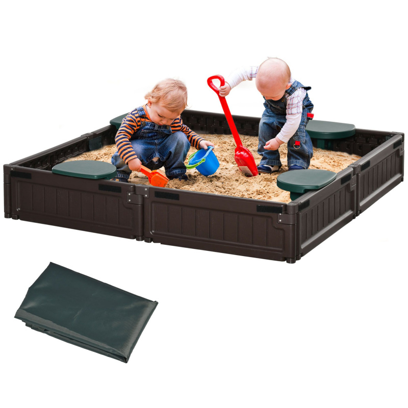 Kids Outdoor Sandbox with Cove - Kids Outdoor Sandbox บทวิจารณ์และราคา