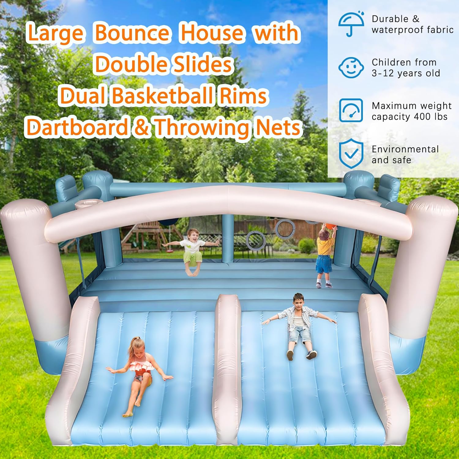 Large 8-in-1 Inflatable Bounce - Kids Outdoor Jumping Castle บทวิจารณ์และราคา