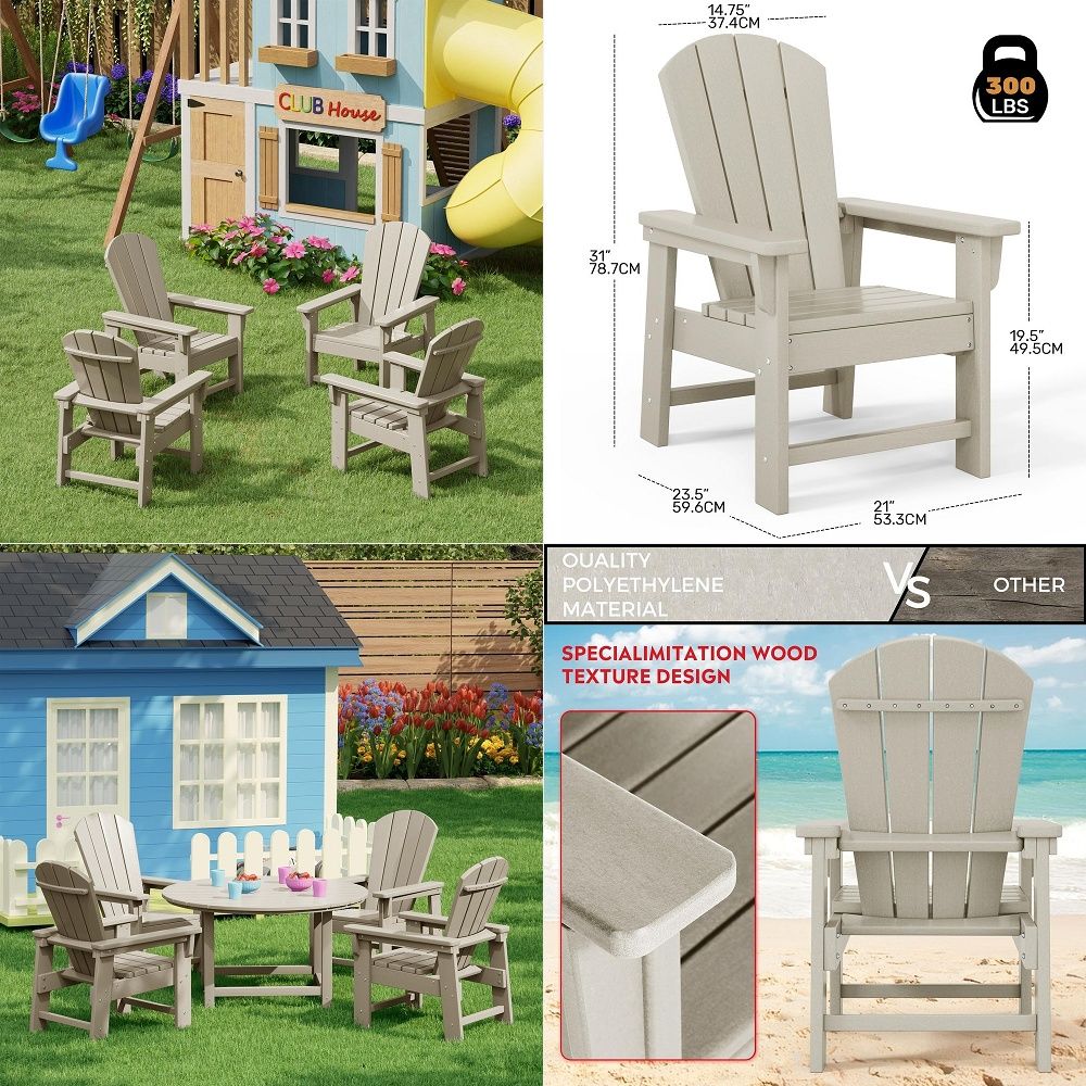Kids Adirondack Chair Set of 4 - Kids Outdoor Lawn Chair บทวิจารณ์และราคา